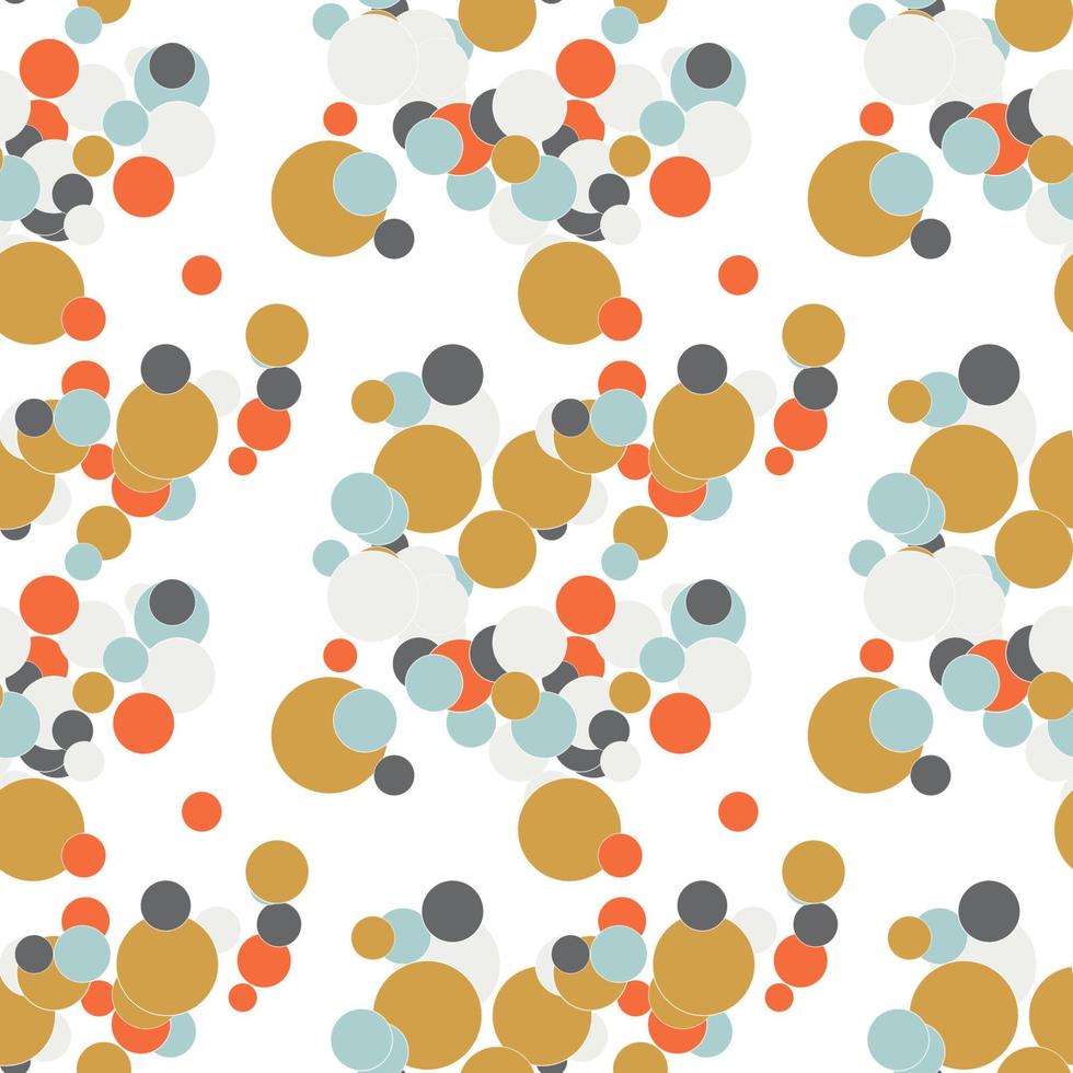 Festive seamless pattern with colorful round paint splatters. Messy overlay circles background. Dotted texture. Chaotic grunge dot. Geometric wrapping paper. vector