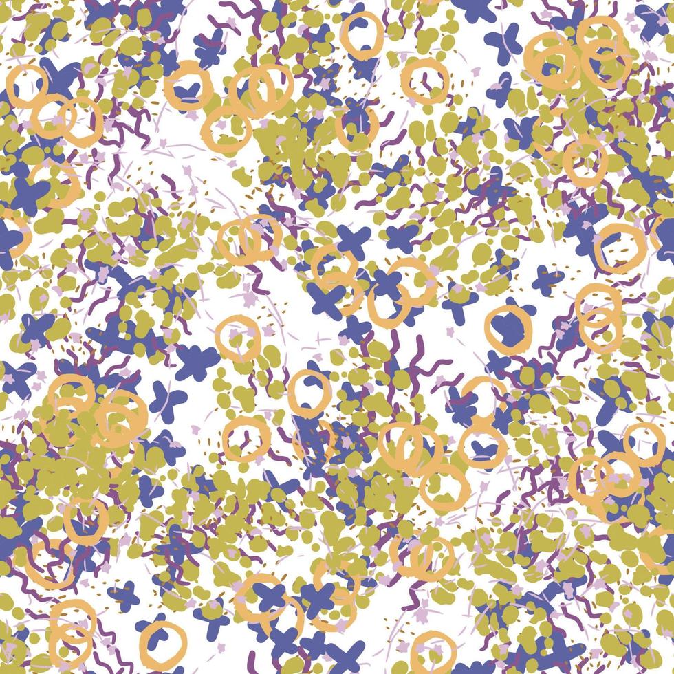 Fantasy messy freehand doodle geometric shapes seamless pattern.  Infinity ditsy scribble abstract card, layout. Creative background. Textile, fabric, wrapping paper. vector