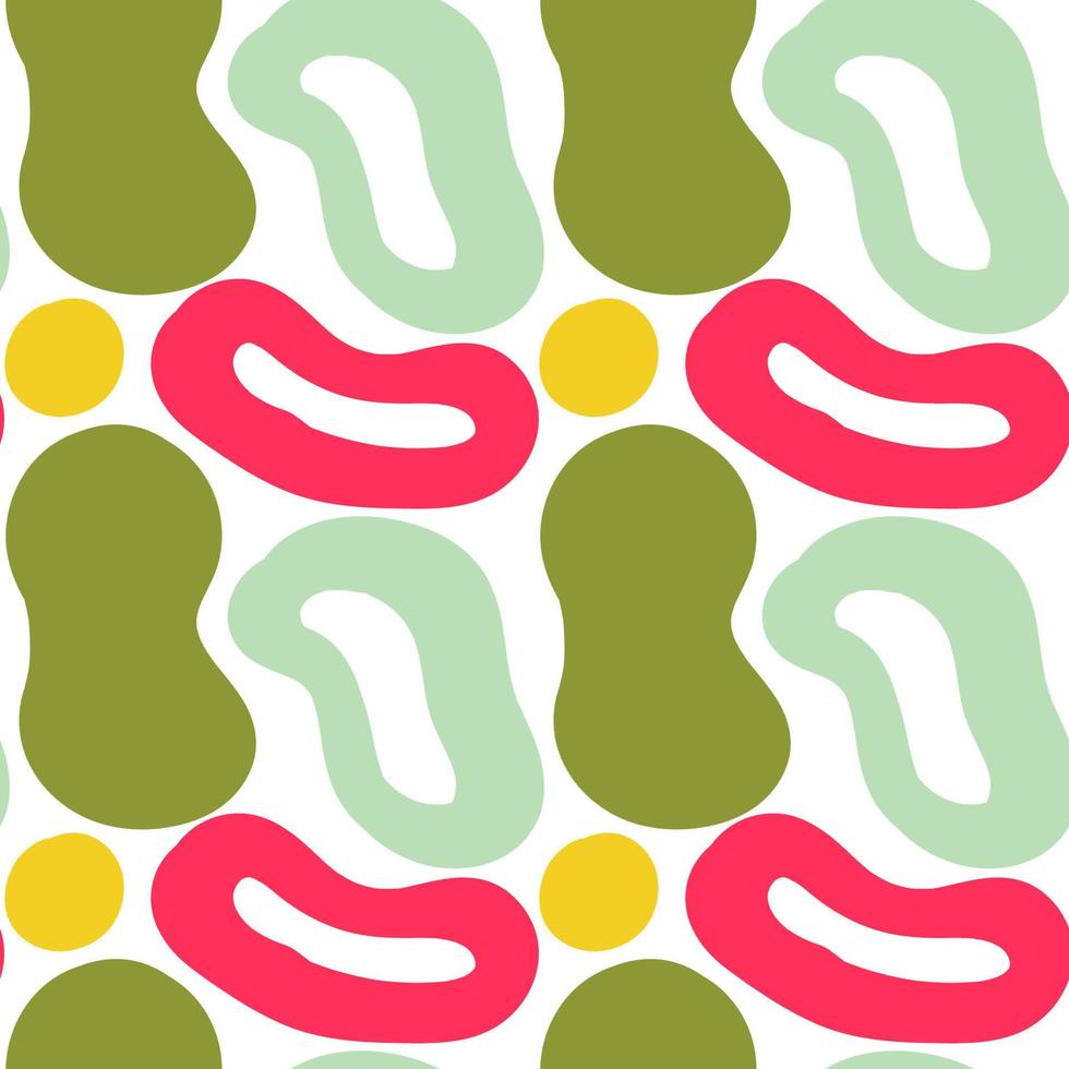 Geometrical background with uneven circles. Abstract round seamless pattern. Hand drawn colorful dots pattern. vector