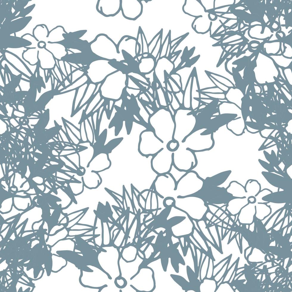 Fantasy messy freehand doodle floral shapes seamless pattern.  Infinity random abstract card, layout. Creative background. Textile, fabric, wrapping paper. vector