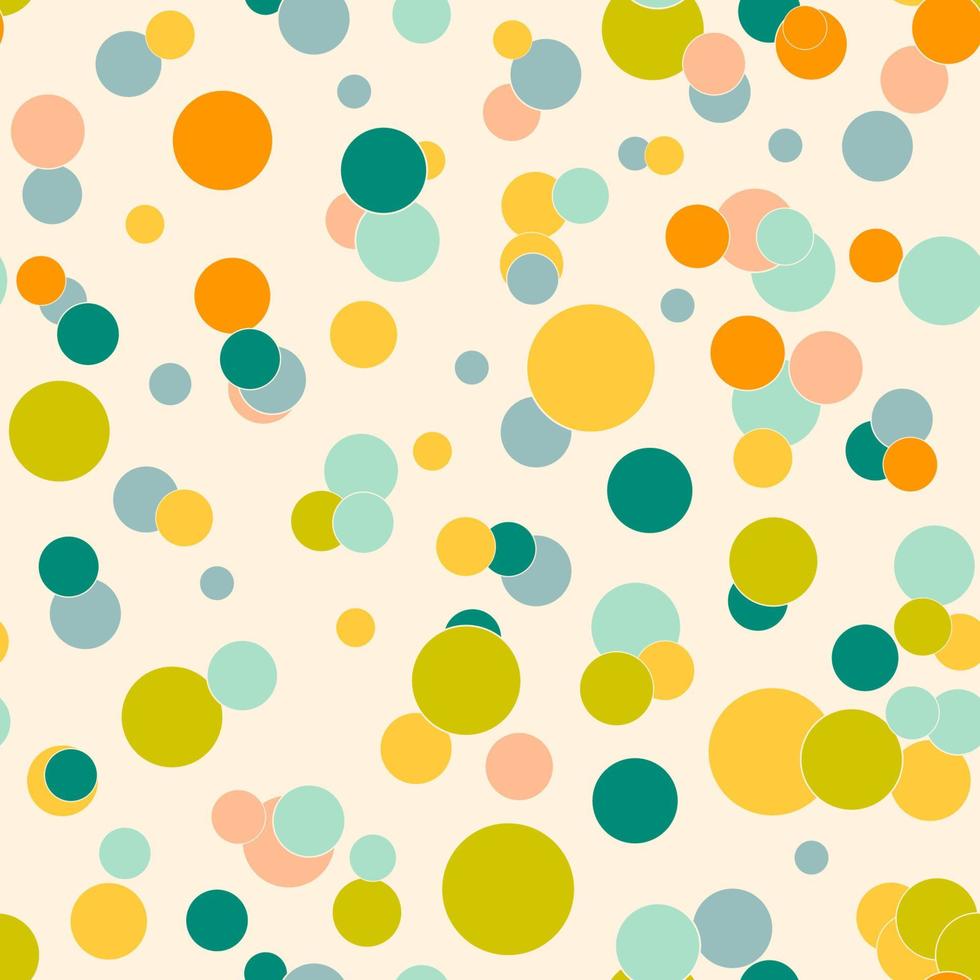 Festive seamless pattern with colorful round paint splatters. Messy overlay circles background. Dotted texture. Chaotic grunge dot. Geometric wrapping paper. vector