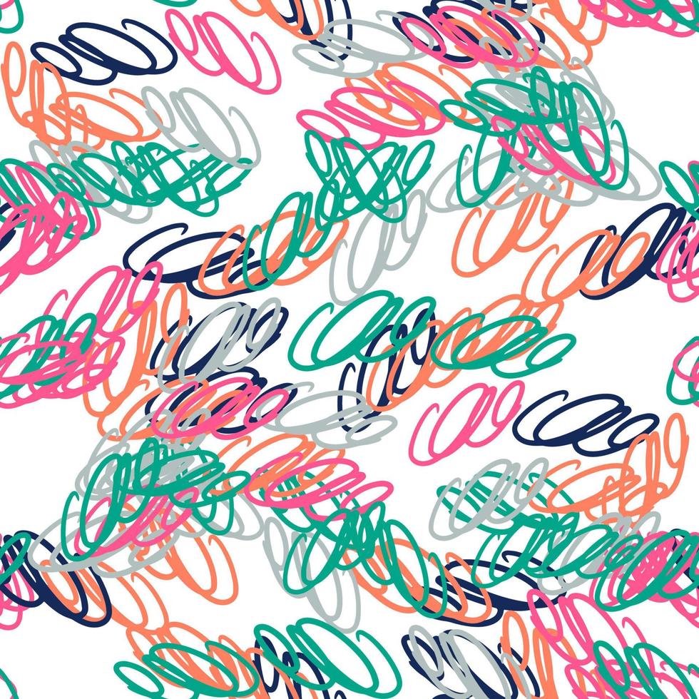 Fantasy messy freehand doodle geometric shapes seamless pattern.  Infinity ditsy scribble abstract card, layout. Creative background. Textile, fabric, wrapping paper. vector