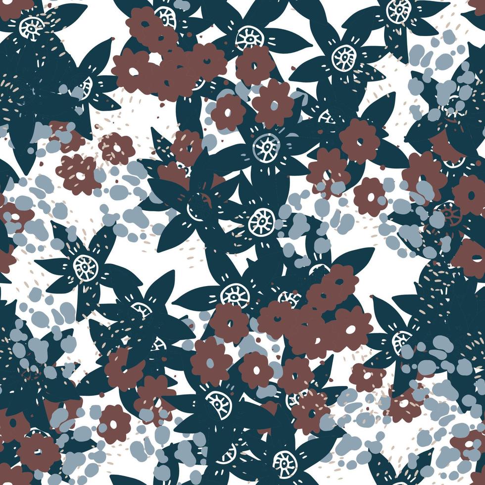 Fantasy messy freehand doodle floral shapes seamless pattern.  Infinity random abstract card, layout. Creative background. Textile, fabric, wrapping paper. vector