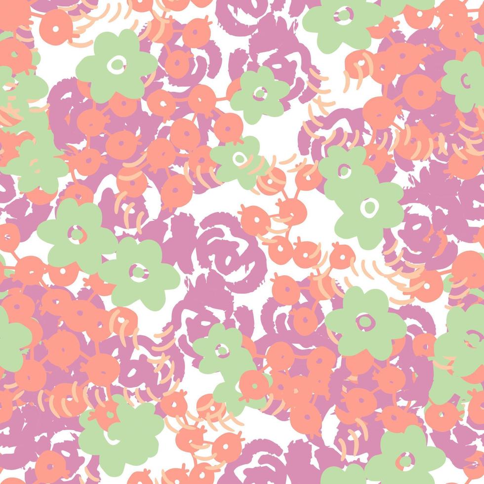 Fantasy messy freehand doodle floral shapes seamless pattern.  Infinity random abstract card, layout. Creative background. Textile, fabric, wrapping paper. vector