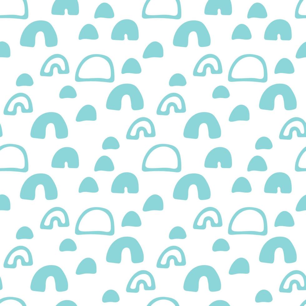 Hand drawn abstract seamless pattern with linear cute arches. Funny background in Memphis style. Retro backdrop for wrapping paper, textile, fabric, web, card. vector