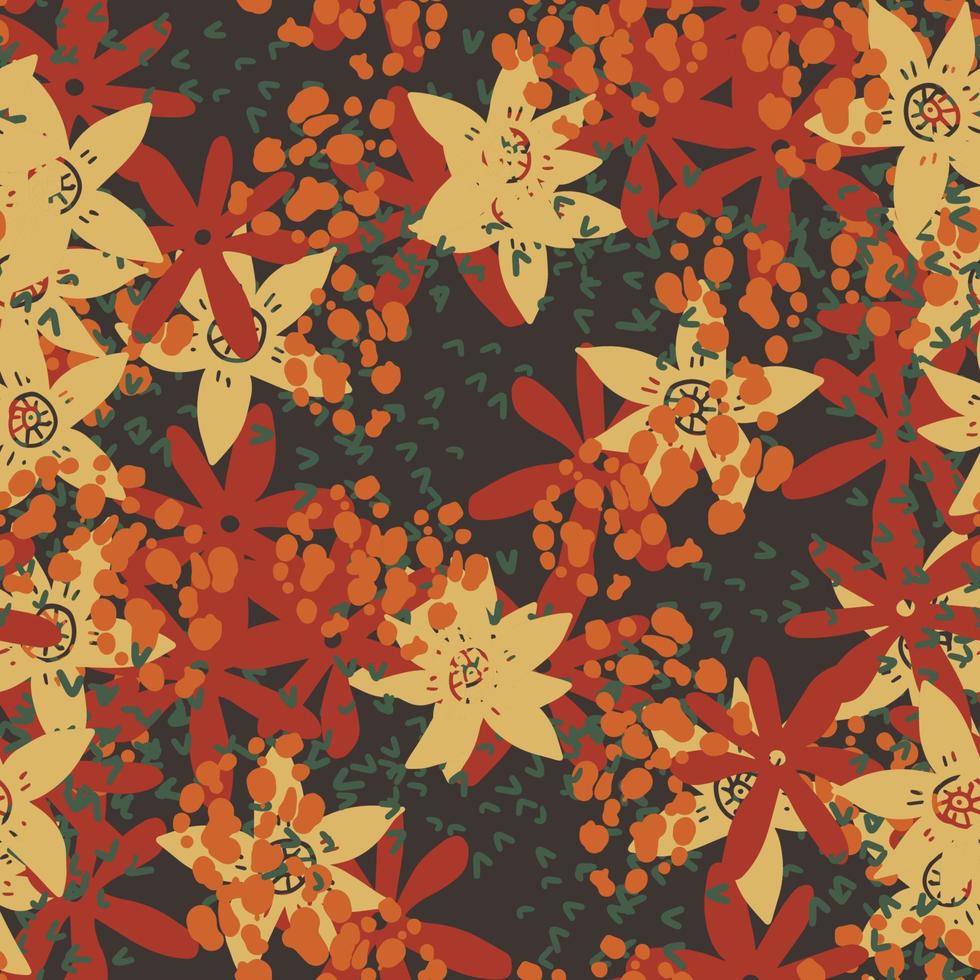 fantasía desordenado doodle a mano alzada formas florales patrón sin costuras. tarjeta abstracta aleatoria infinita, diseño. fondo creativo. textil, tela, papel de regalo. vector