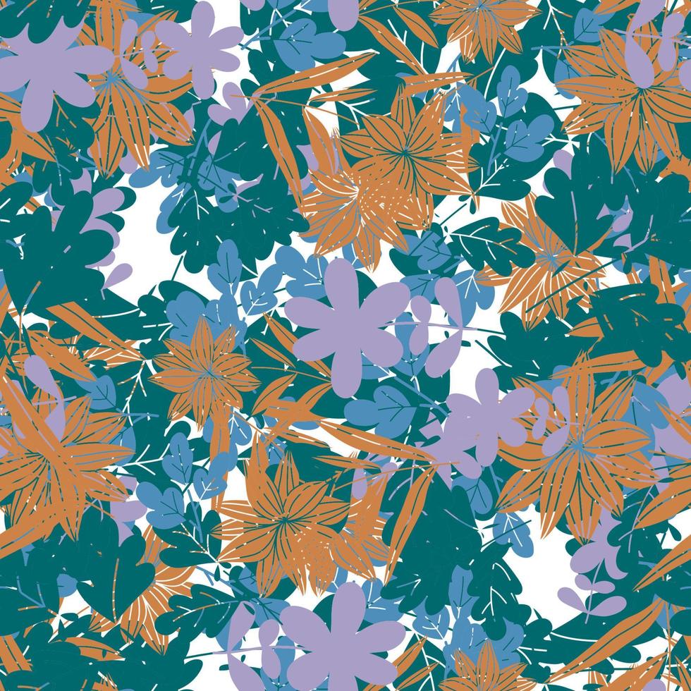 Fantasy messy freehand doodle floral shapes seamless pattern.  Infinity random abstract card, layout. Creative background. Textile, fabric, wrapping paper. vector