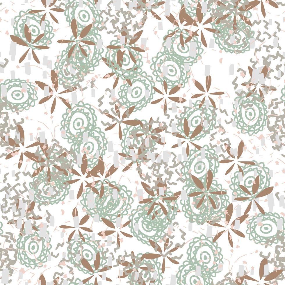 Fantasy messy freehand doodle floral shapes seamless pattern.  Infinity random abstract card, layout. Creative background. Textile, fabric, wrapping paper. vector