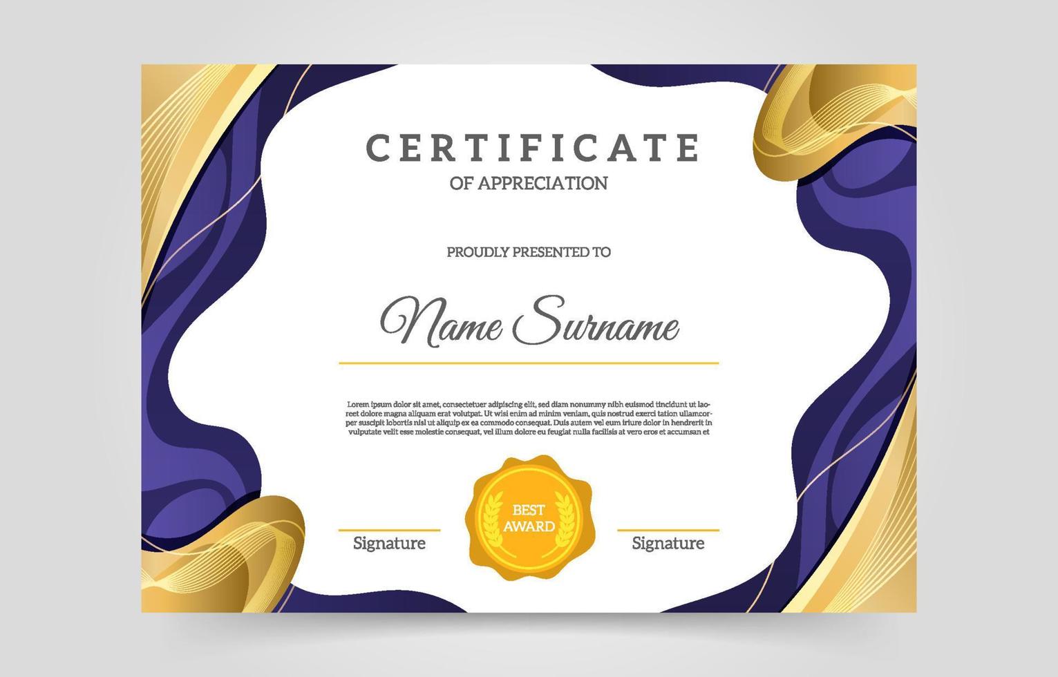 Modern Certificate of Appreciation Professional Template vector