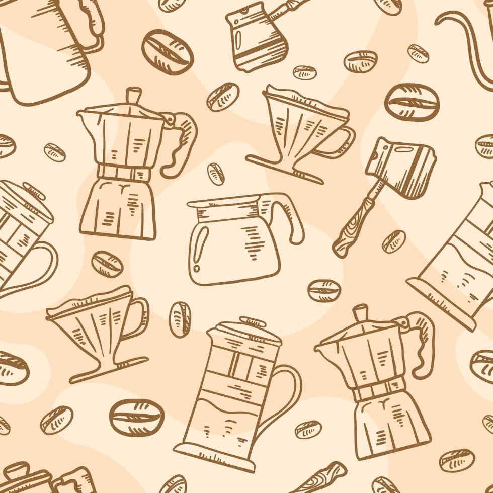 Hand Drawn Coffee Beverages Seamless Pattern vector