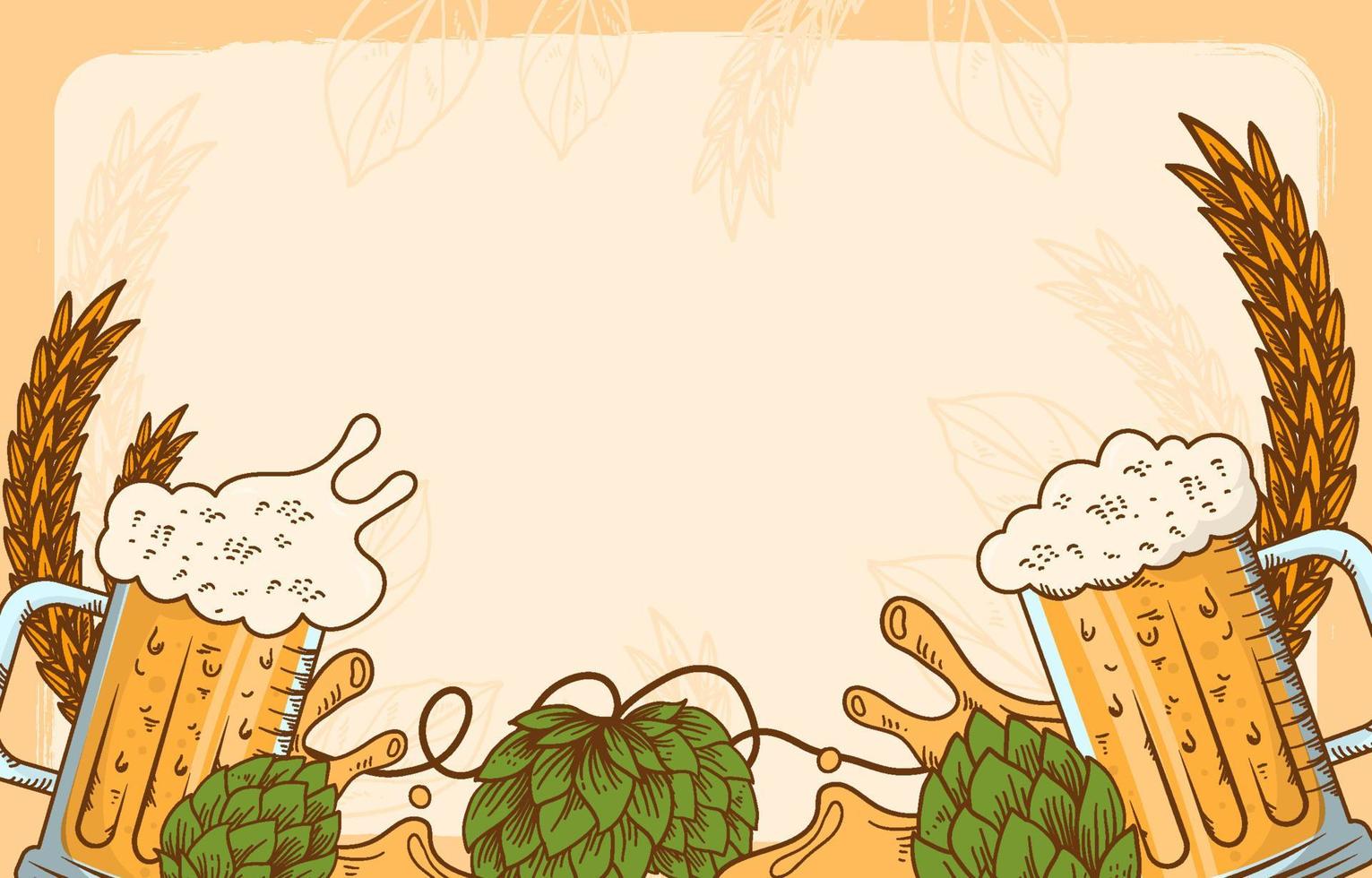 Vintage Hand Drawn Oktoberfest Beer Background vector