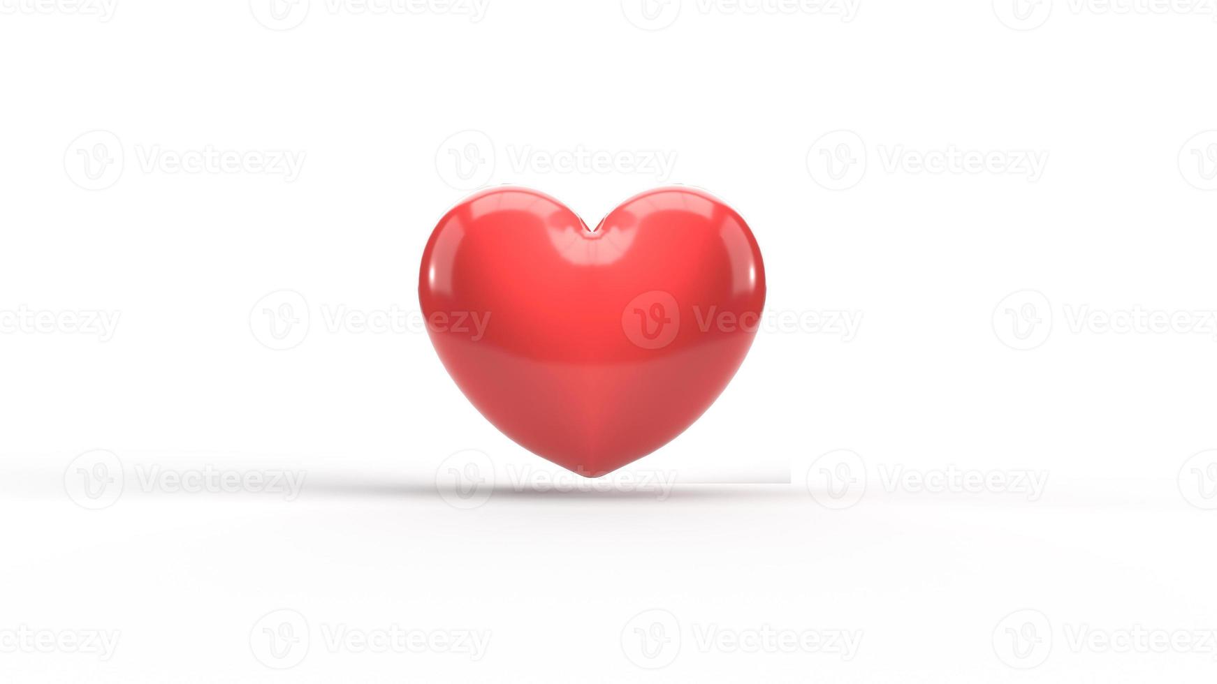 representación 3d de corazón rojo en blanco para contenido de San Valentín. foto