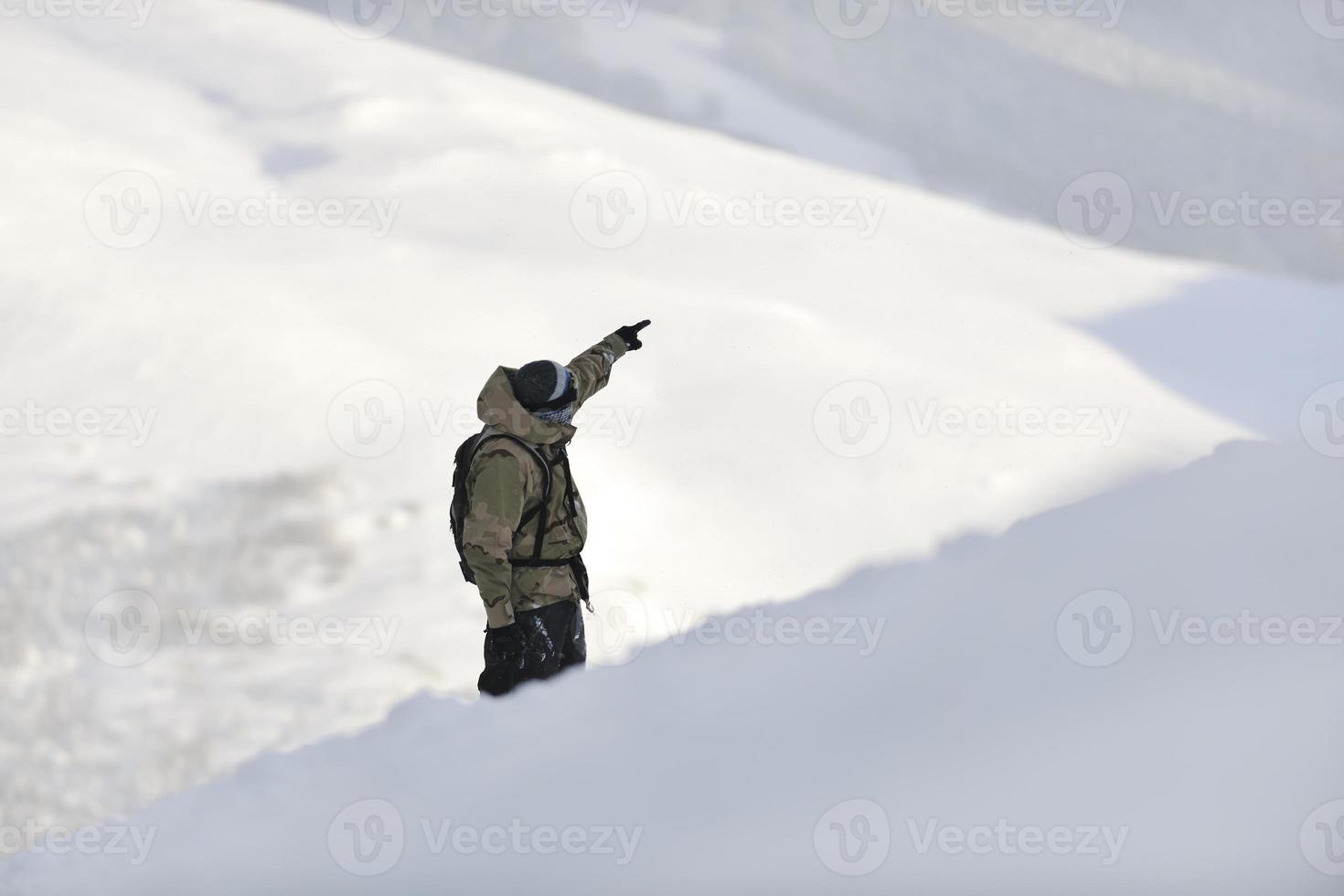 happy snowboarder portrait photo