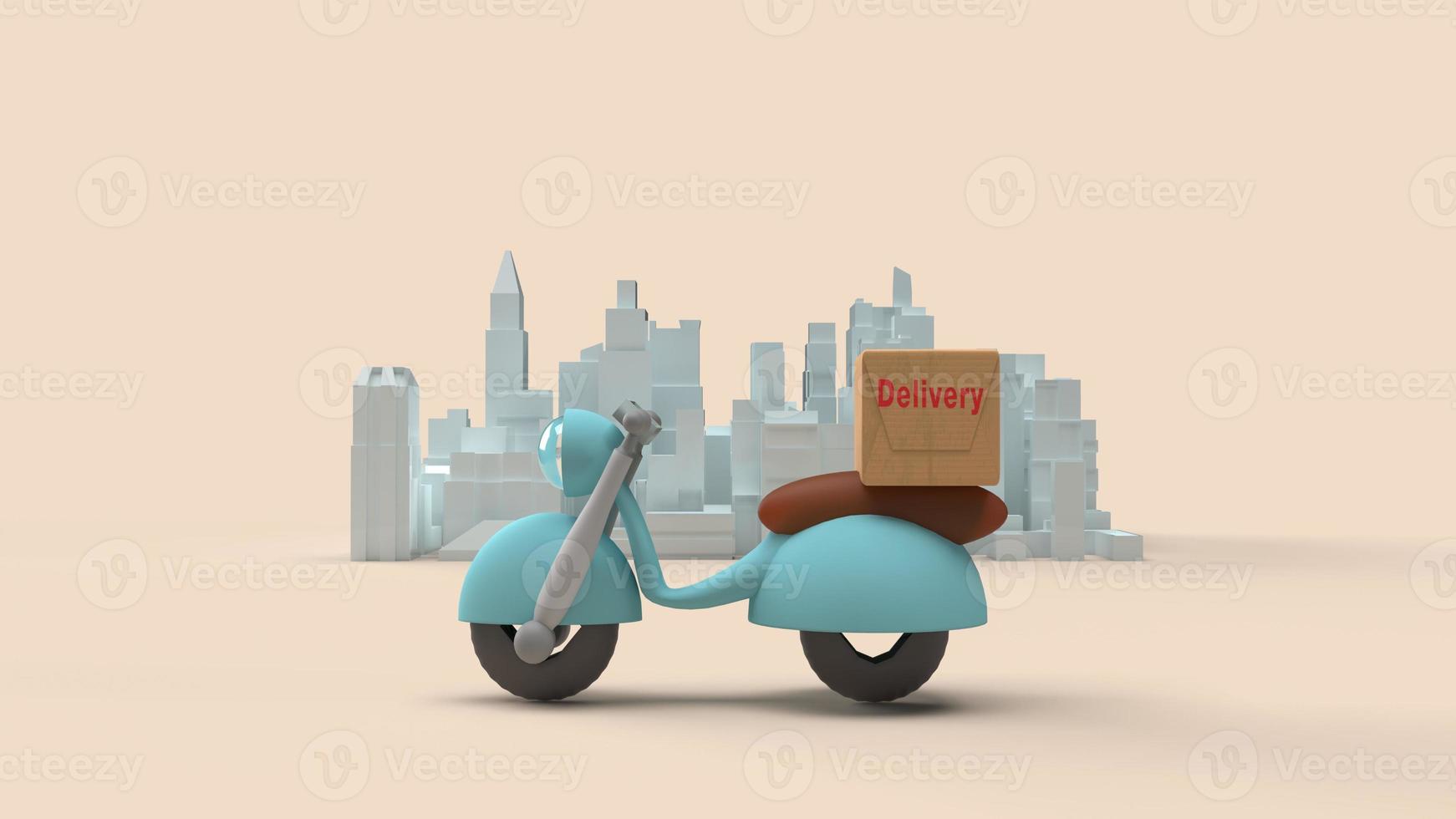 delivery send order with motors bike 3d rendering. photo