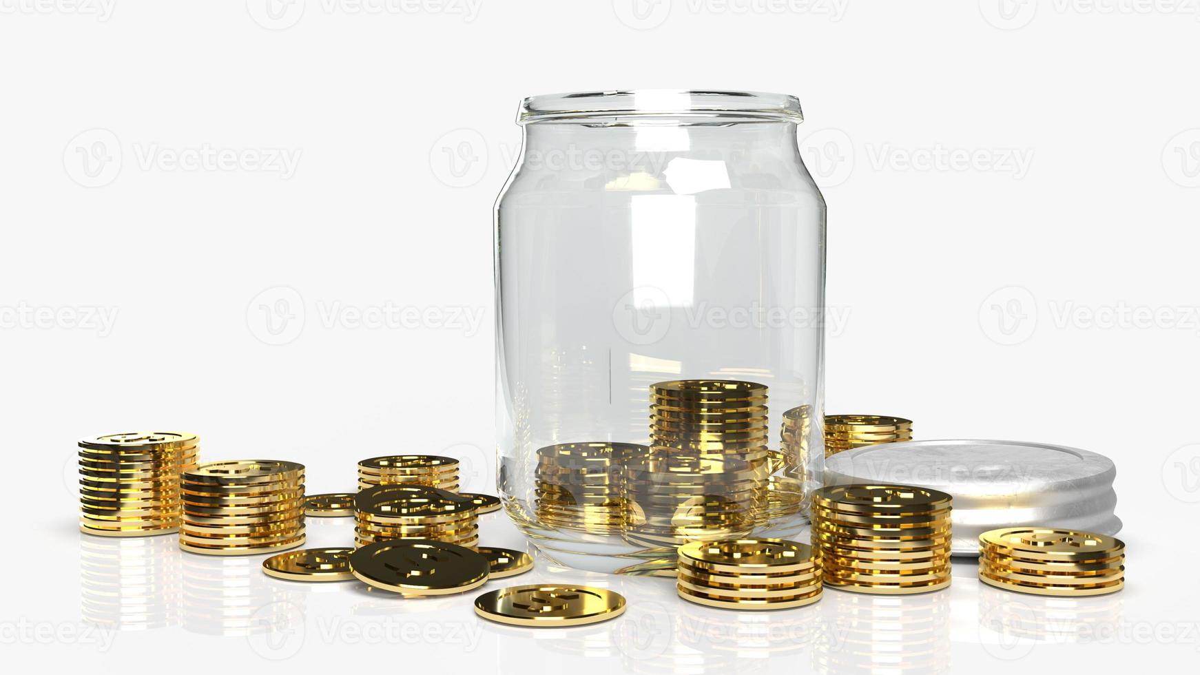Glass jars with coins for saving content 3d rendering photo