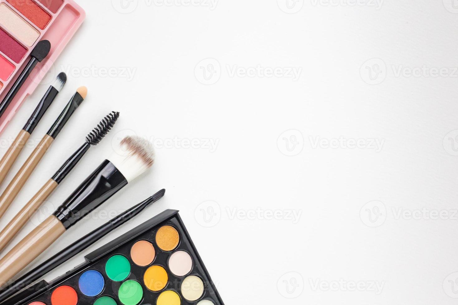 The cosmetic flat lay on white background. photo