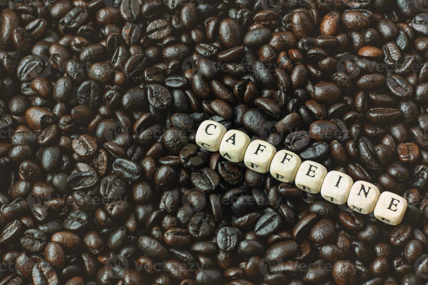 coffee roasted and text wood cube close up image. photo