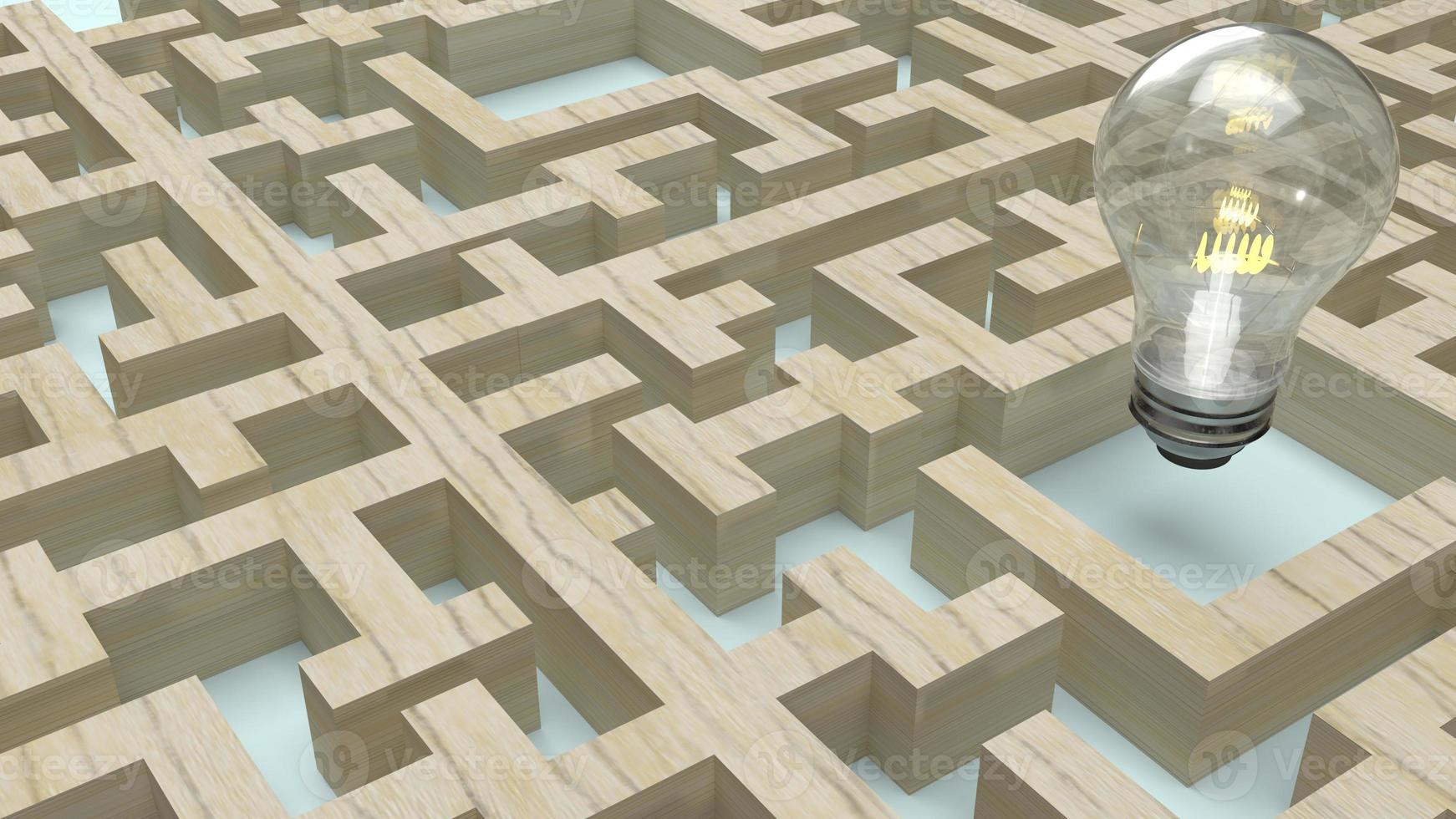Light bulb in wood maze  for idea content 3d rendering. photo