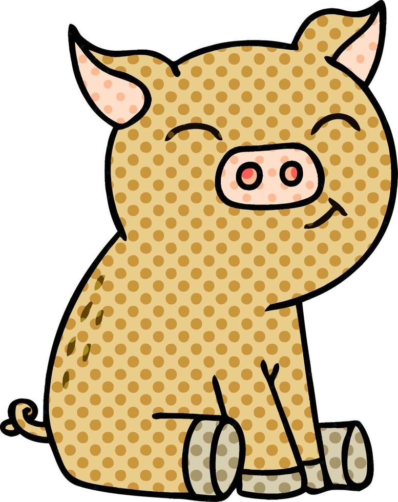 quirky comic book style cartoon pig vector
