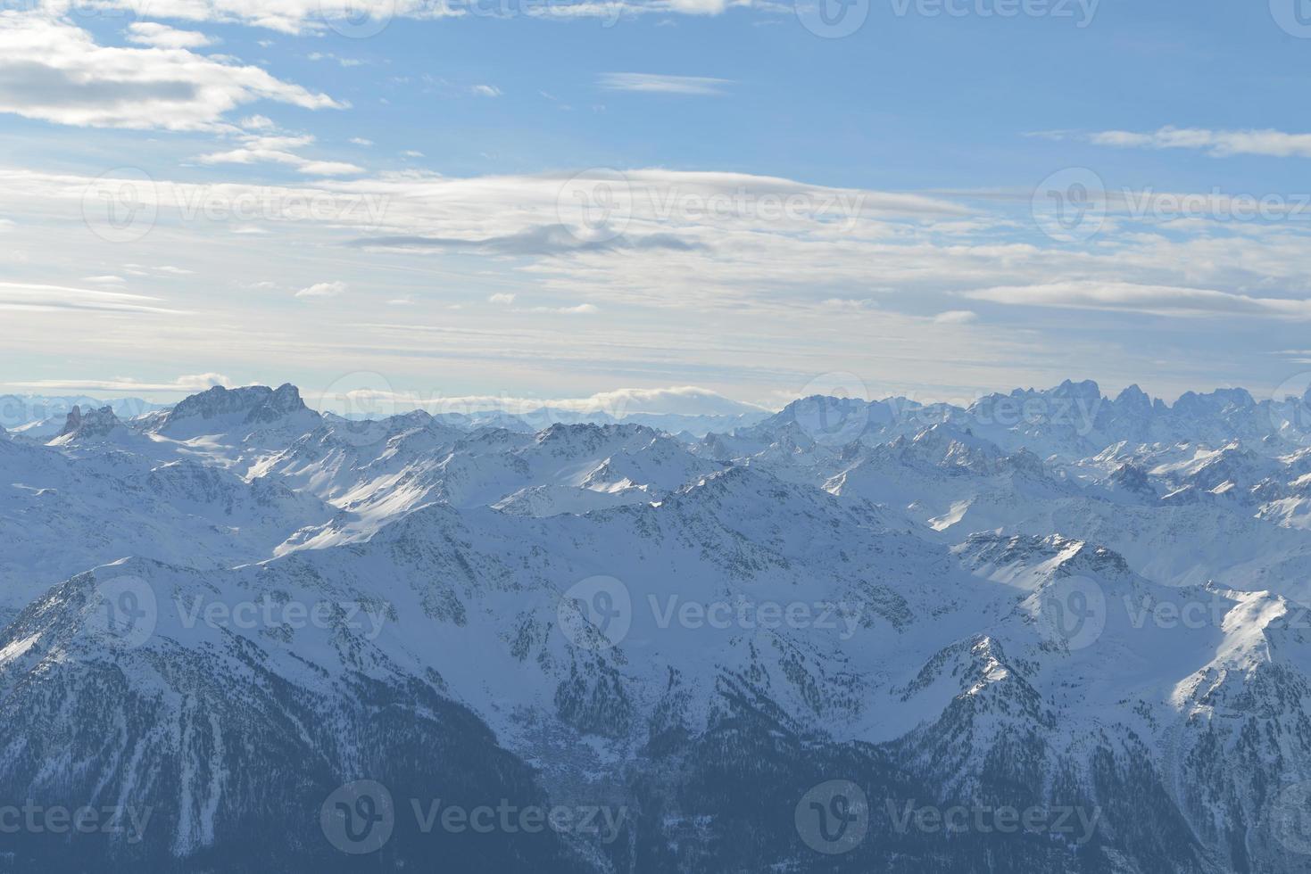 panoramic view  of winter mountains photo