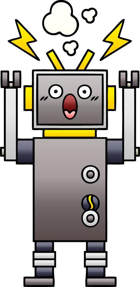 gradient shaded cartoon malfunctioning robot vector