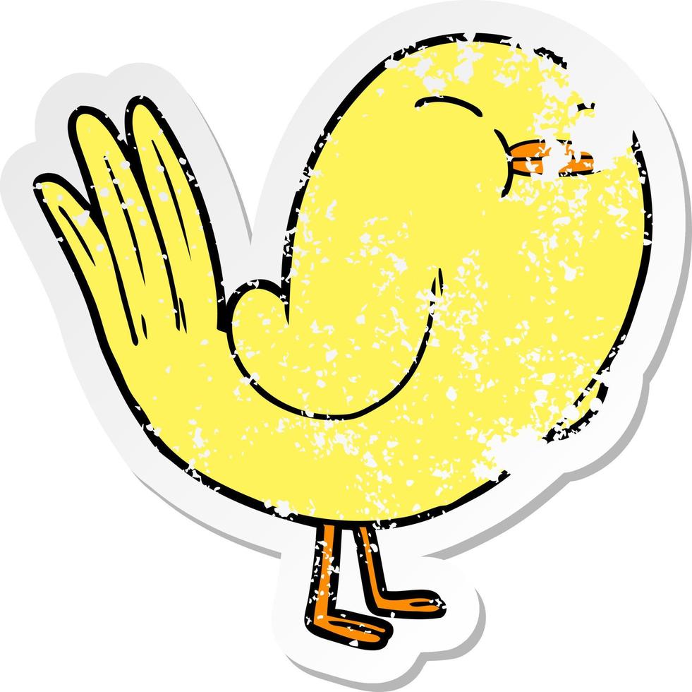 distressed sticker of a cartoon bird vector