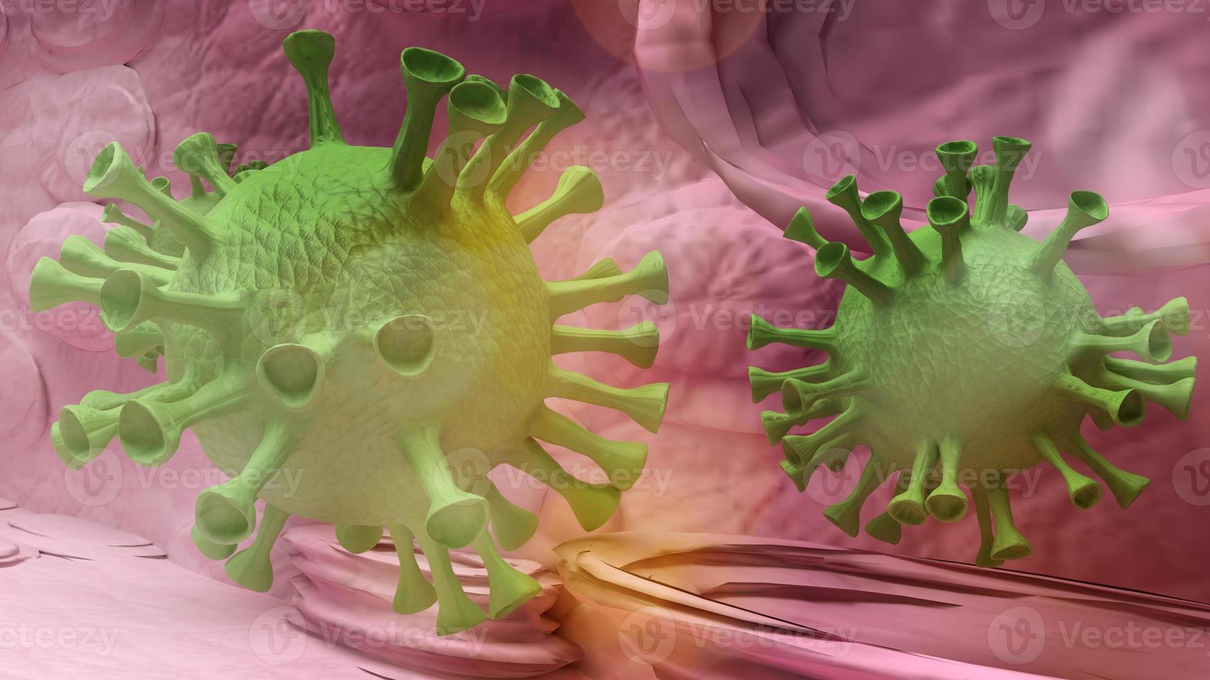covid 19  virus microorganism  3d rendering   for medical content. photo