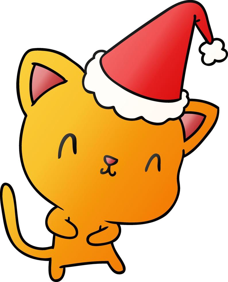dibujos animados de gradiente de navidad de gato kawaii vector