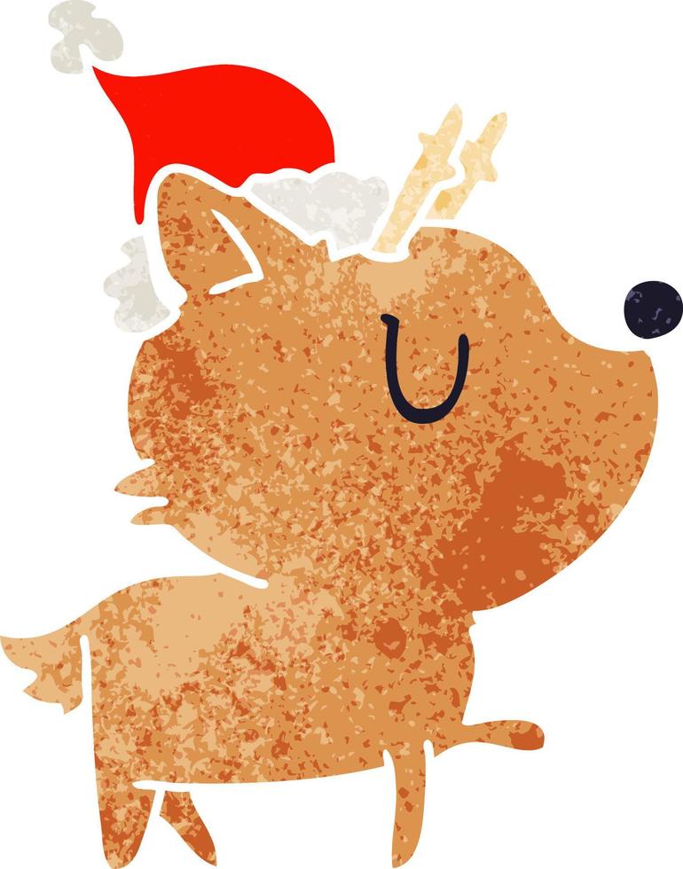 christmas retro cartoon of kawaii deer vector