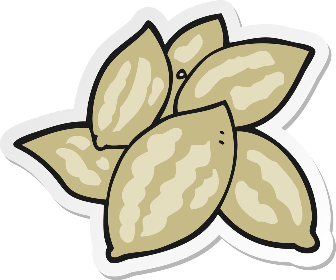 sticker of a cartoon almonds vector