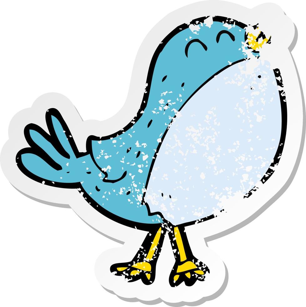 retro distressed sticker of a cartoon singing bird vector