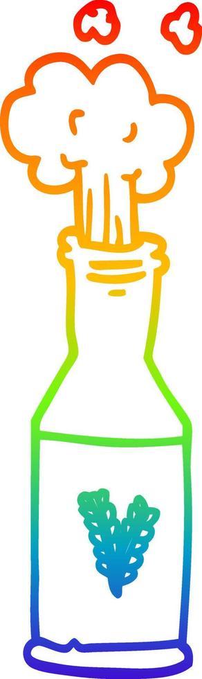 rainbow gradient line drawing cartoon bottle of beer vector