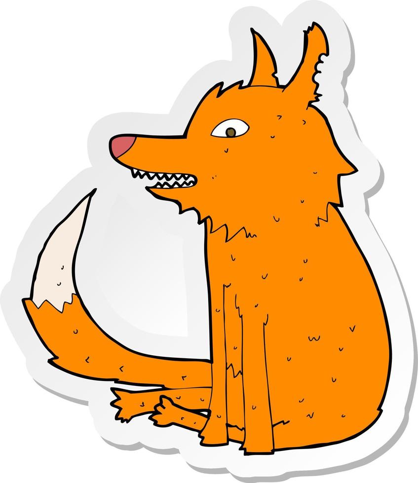 sticker of a cartoon fox sitting vector