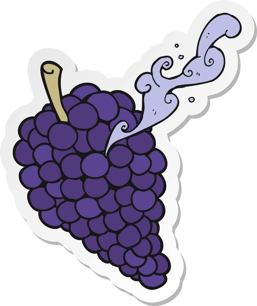 sticker of a cartoon grapes vector