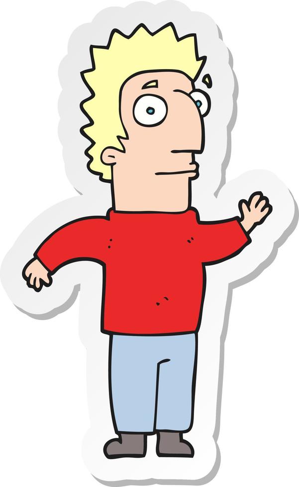 sticker of a cartoon man waving vector