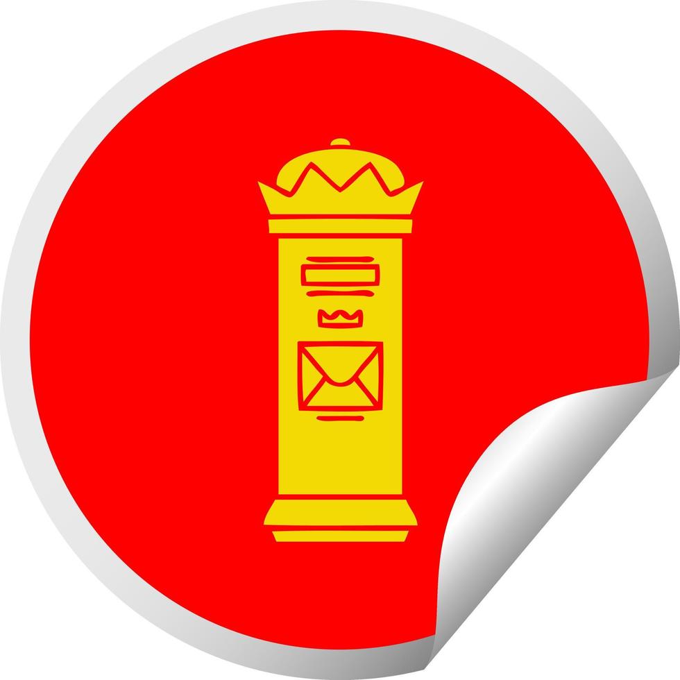 circular peeling sticker cartoon british post box vector