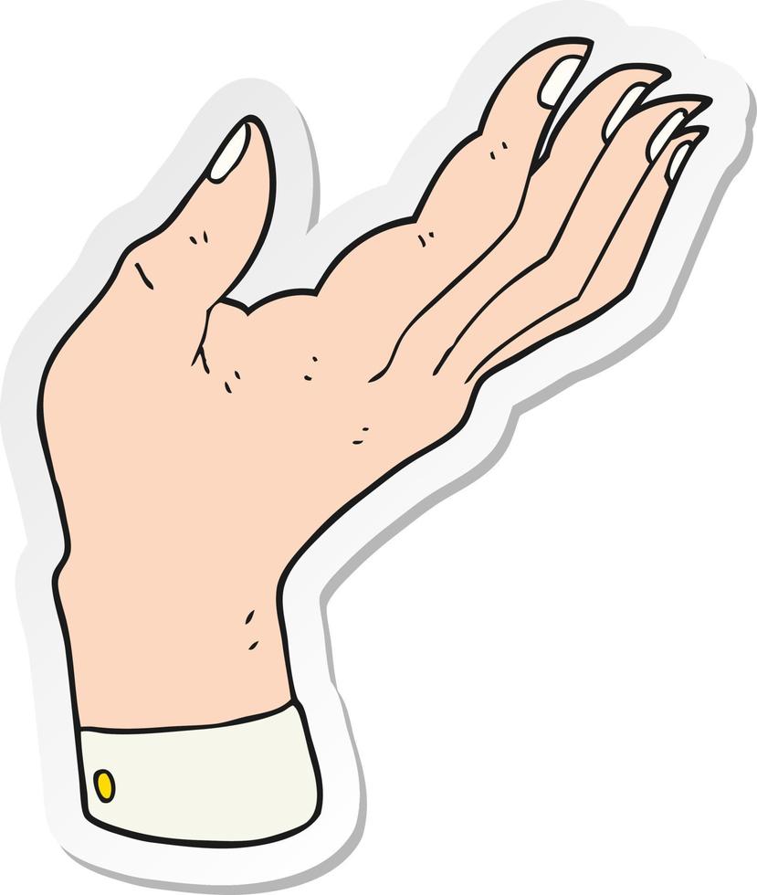 sticker of a cartoon open hand raised palm up vector