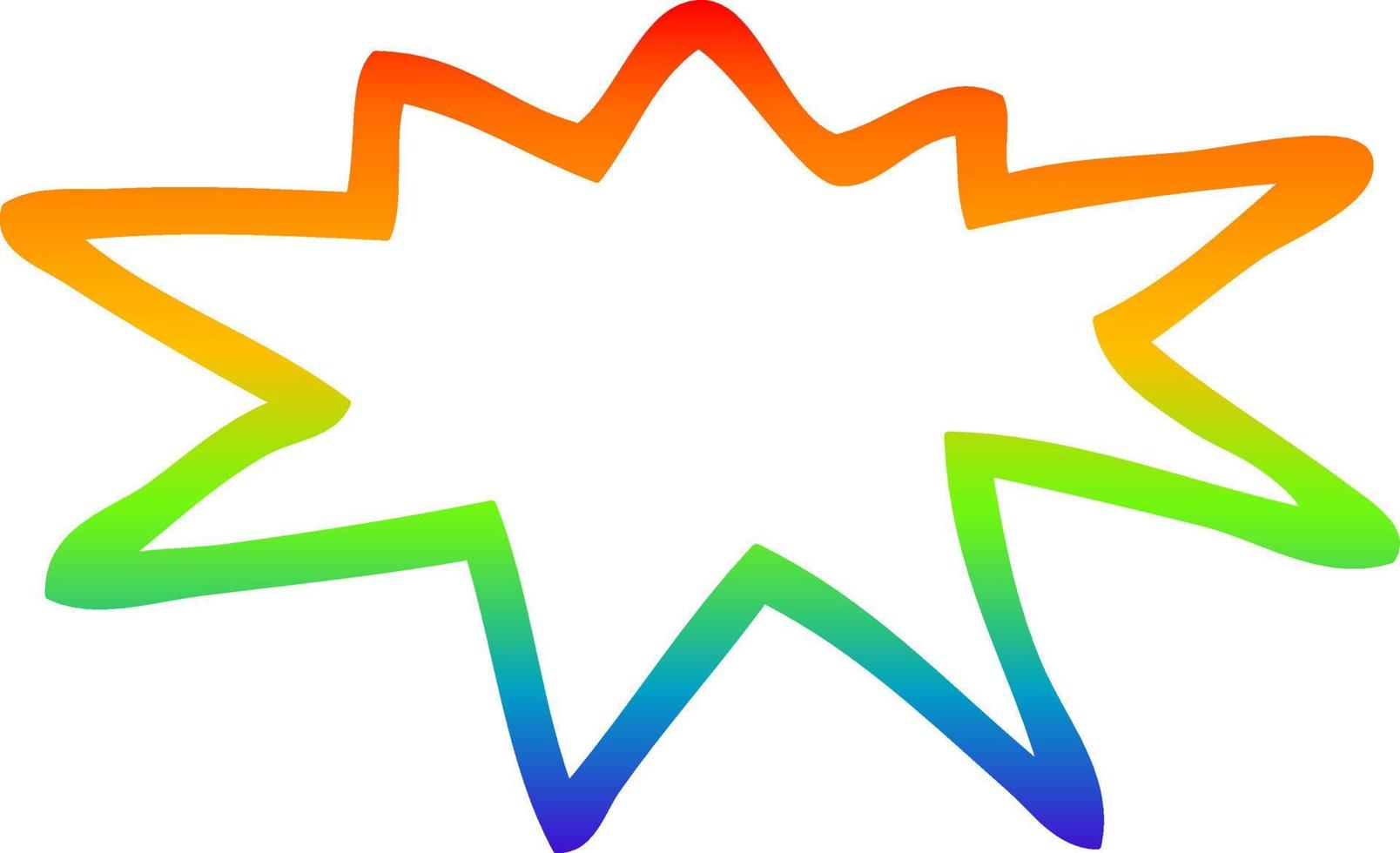 símbolo de explosión de dibujos animados de dibujo de línea de degradado de arco iris vector