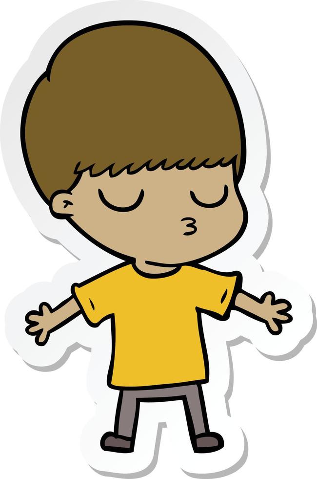 sticker of a cartoon calm boy vector