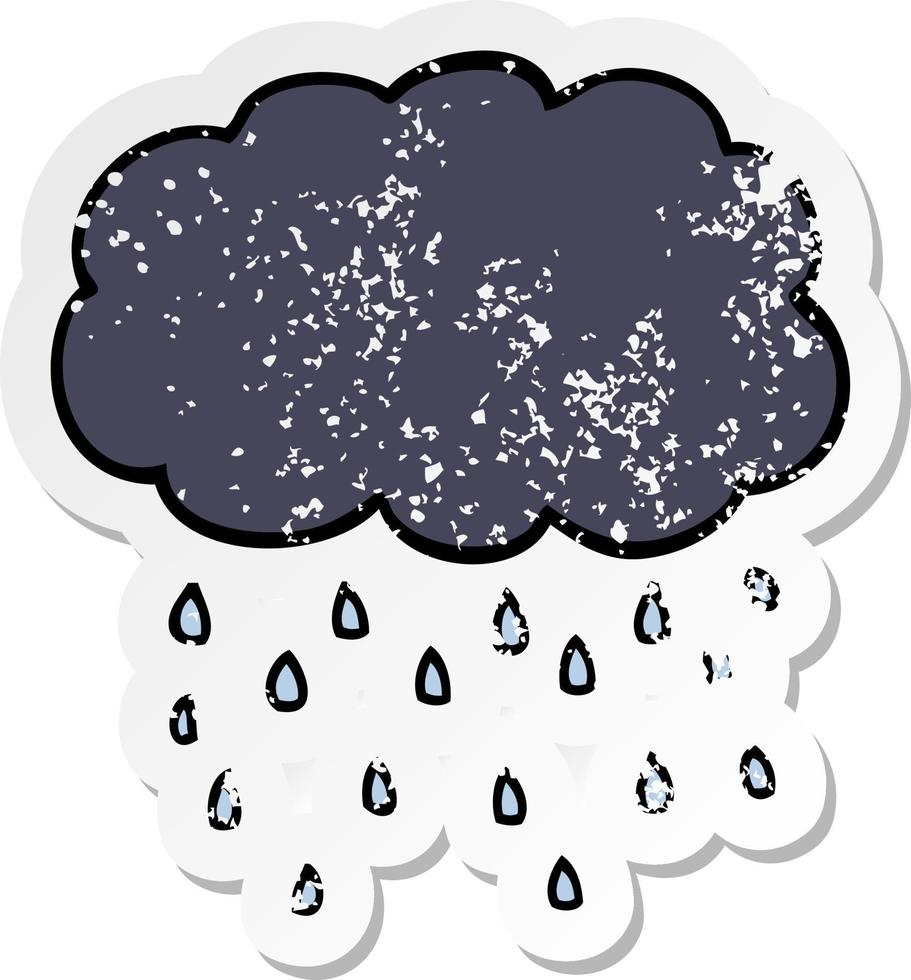 distressed sticker of a cartoon cloud raining vector