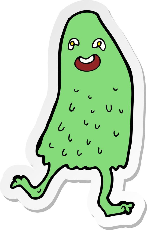 sticker of a cartoon funny slime monster vector