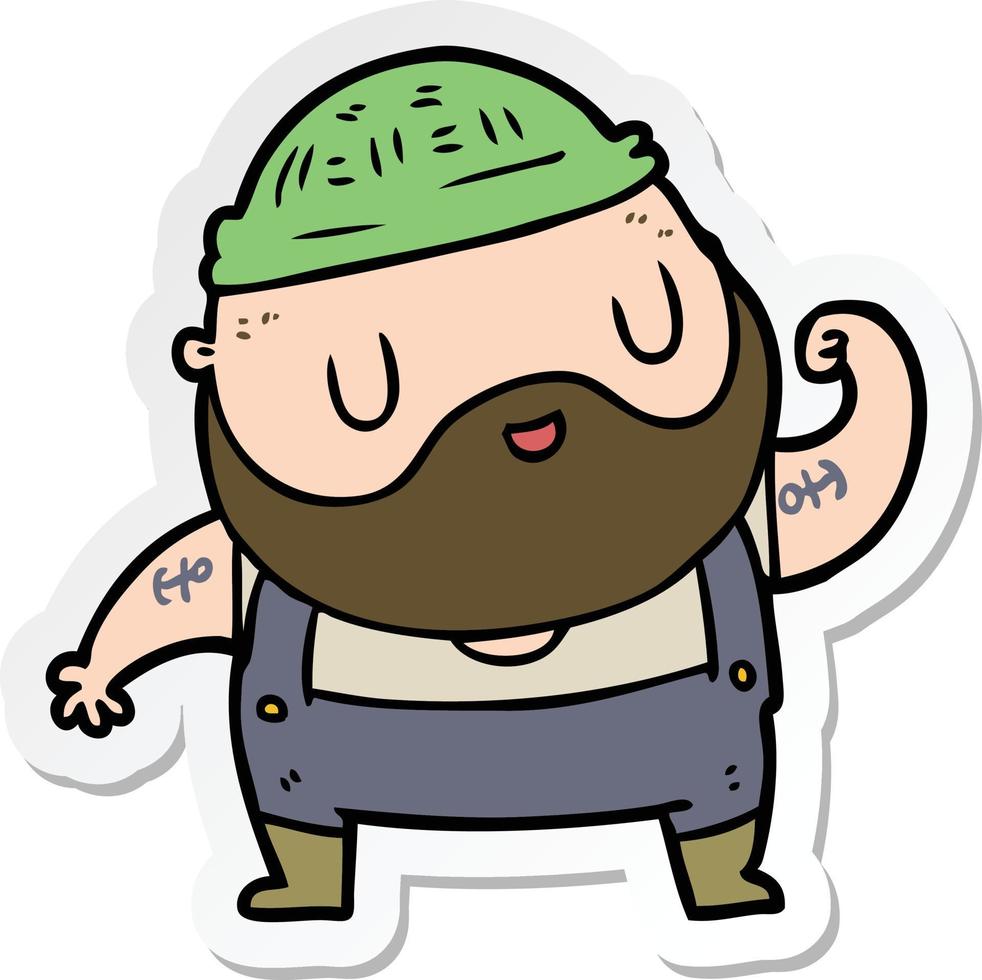 sticker of a cartoon dock worker vector