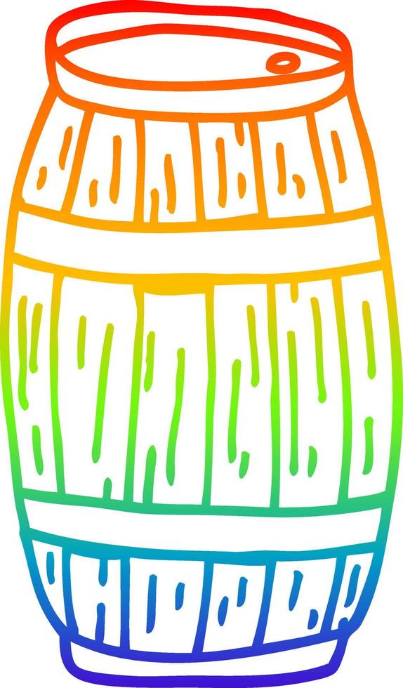 rainbow gradient line drawing cartoon barrel vector