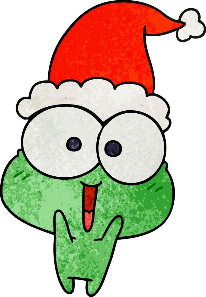 christmas textured cartoon of kawaii frog vector