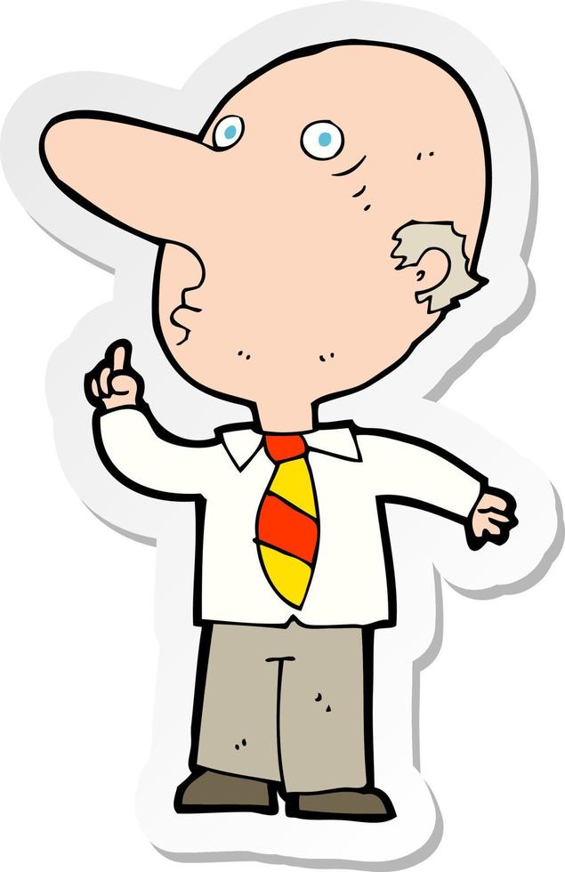 sticker of a cartoon bald man asking question vector