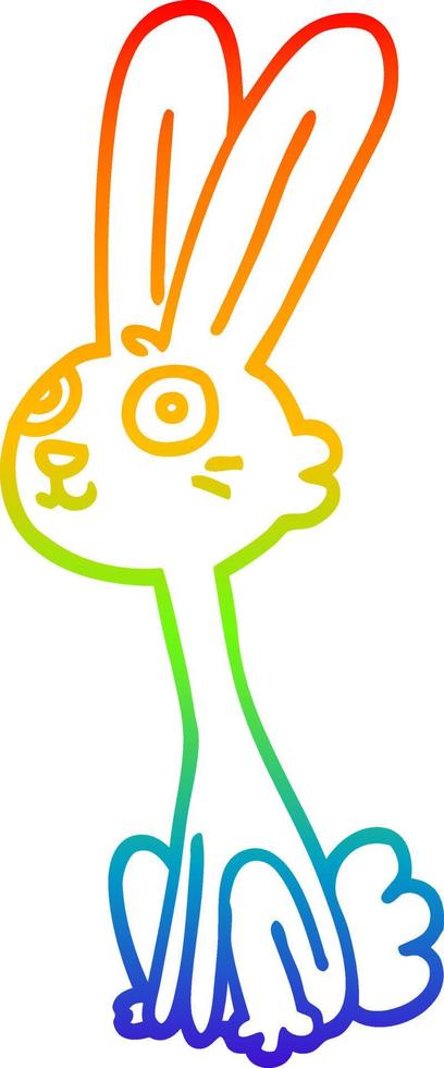 rainbow gradient line drawing cartoon rabbit vector
