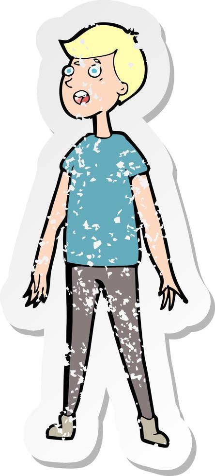 retro distressed sticker of a cartoon stressed man vector