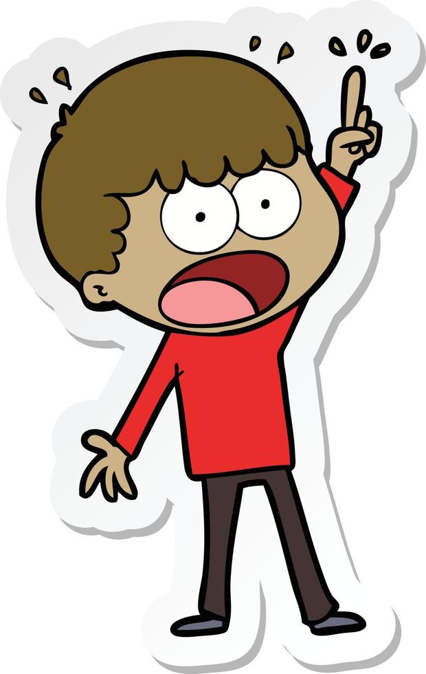 sticker of a cartoon shocked man vector