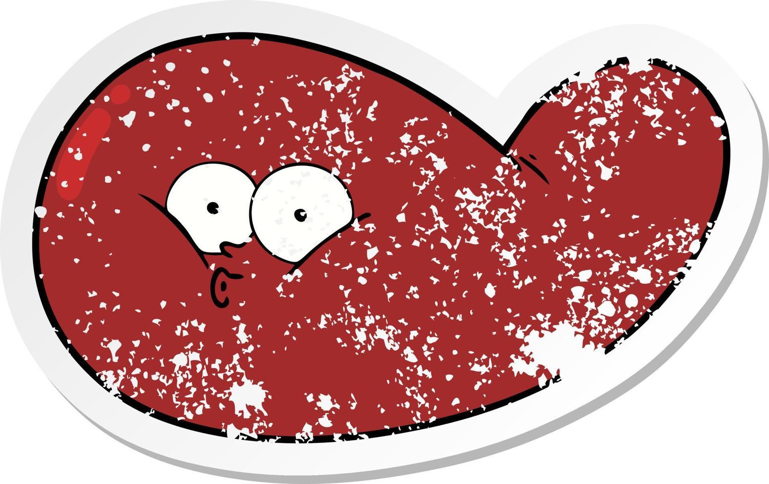 distressed sticker of a cartoon gall bladder vector