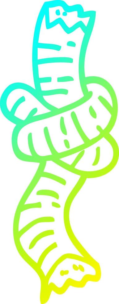 cold gradient line drawing cartoon tied rope vector